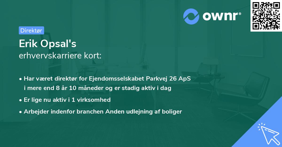 Erik Opsal's erhvervskarriere kort