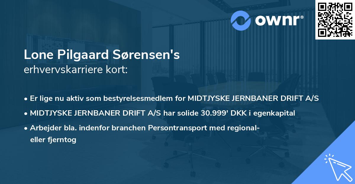 Lone Pilgaard Sørensen's erhvervskarriere kort
