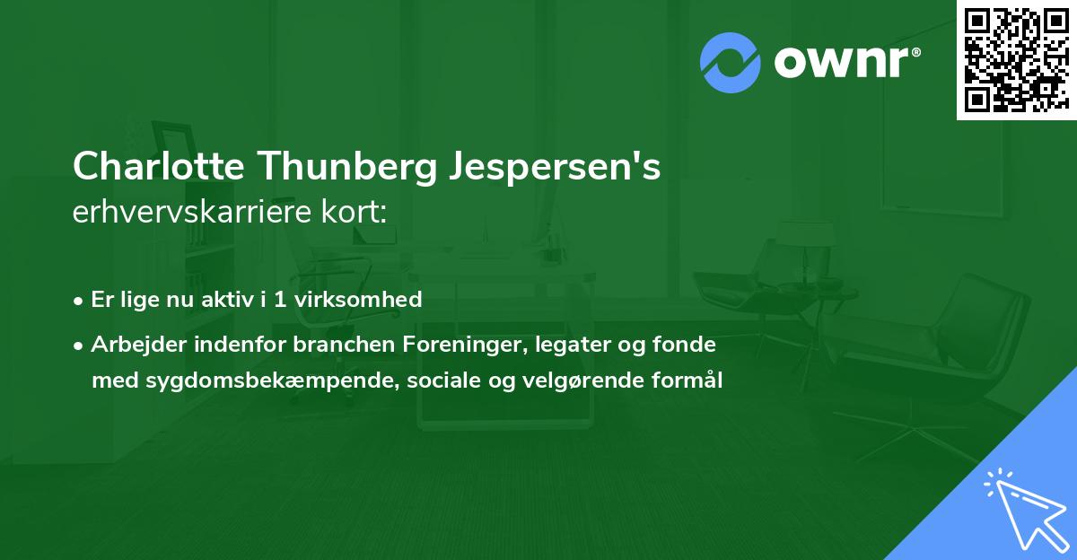 Charlotte Thunberg Jespersen's erhvervskarriere kort