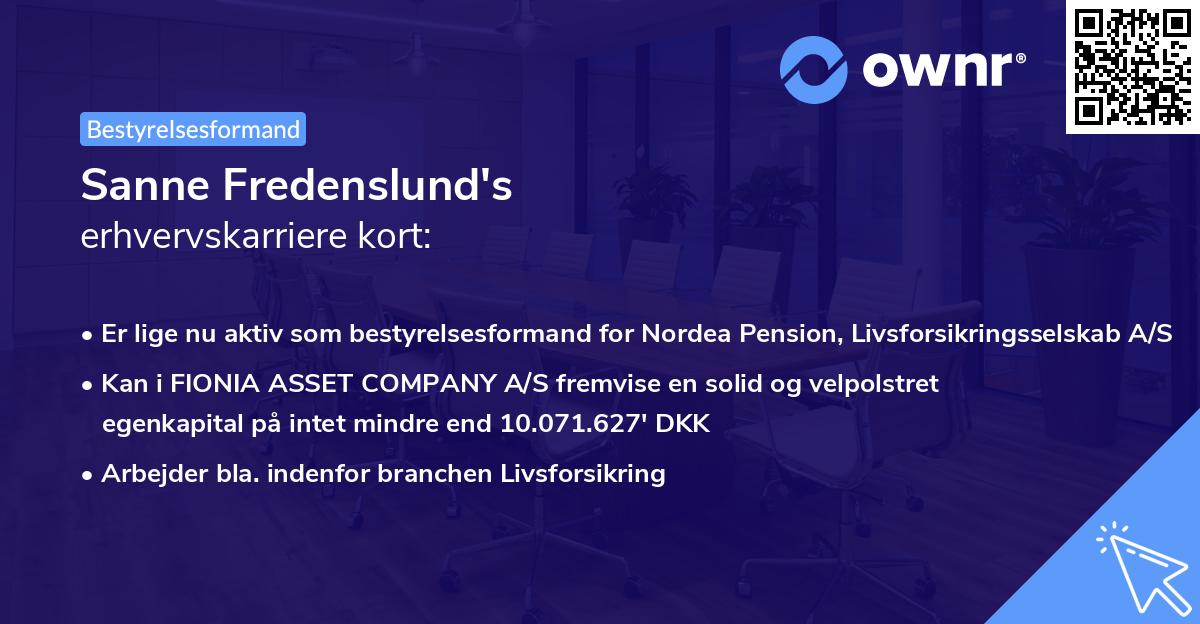Sanne Fredenslund's erhvervskarriere kort