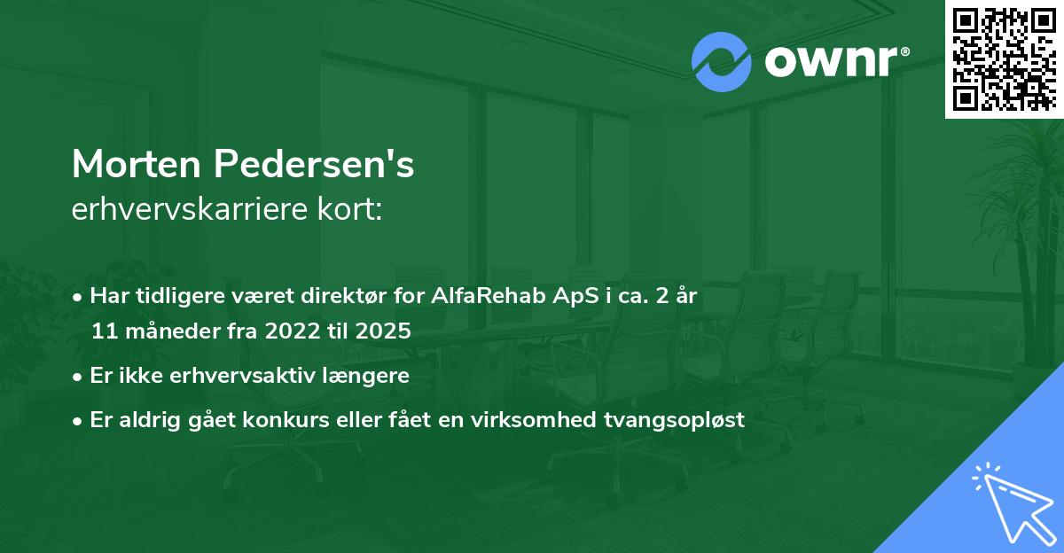 Morten Pedersen's erhvervskarriere kort