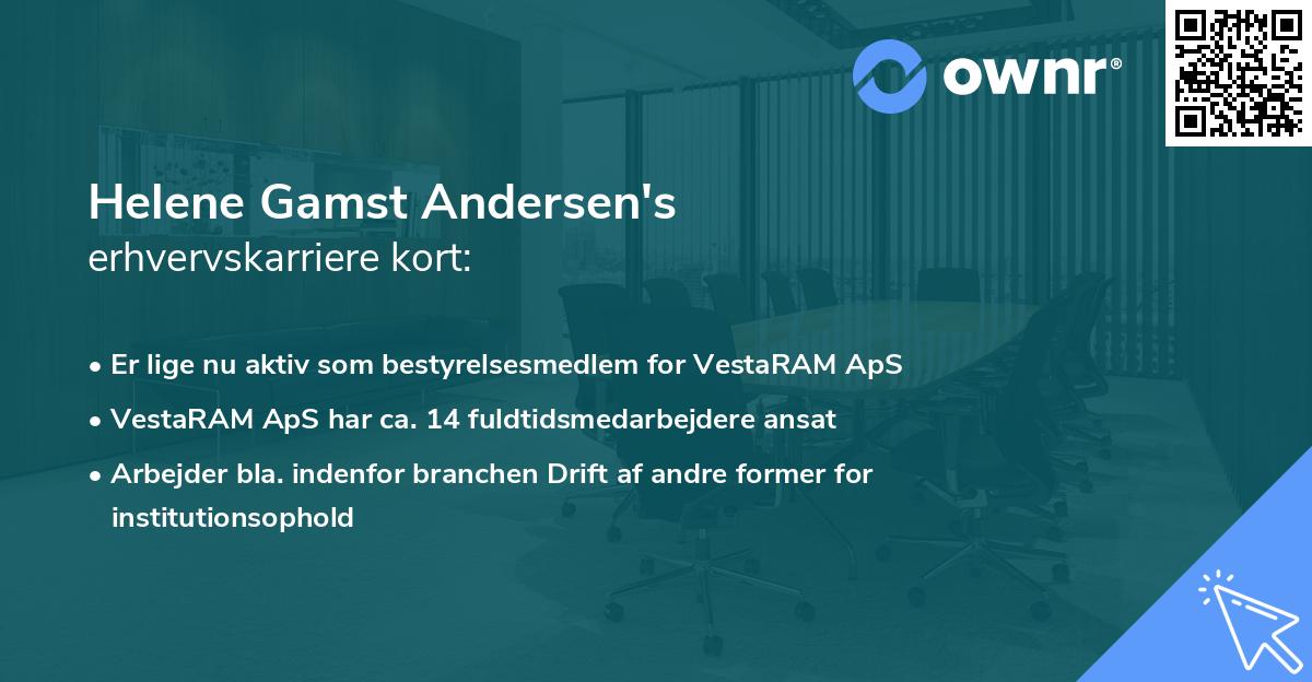 Helene Gamst Andersen's erhvervskarriere kort