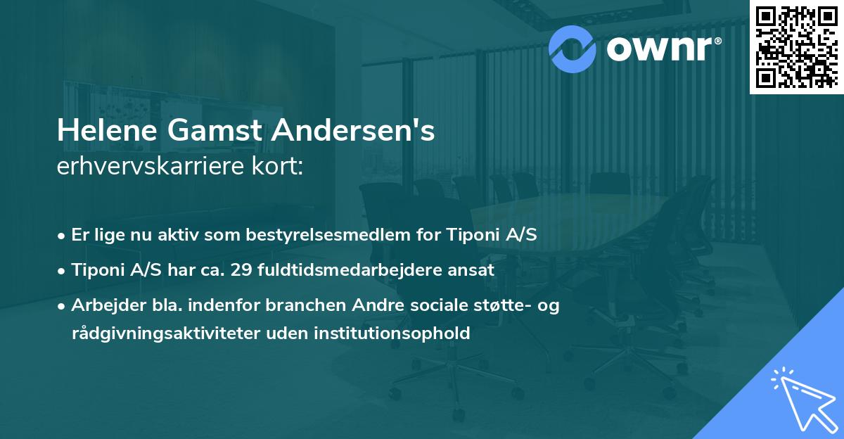 Helene Gamst Andersen's erhvervskarriere kort
