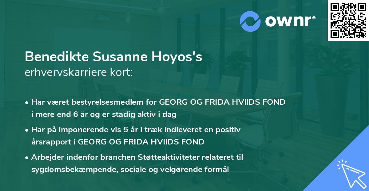 Benedikte Susanne Hoyos's erhvervskarriere kort
