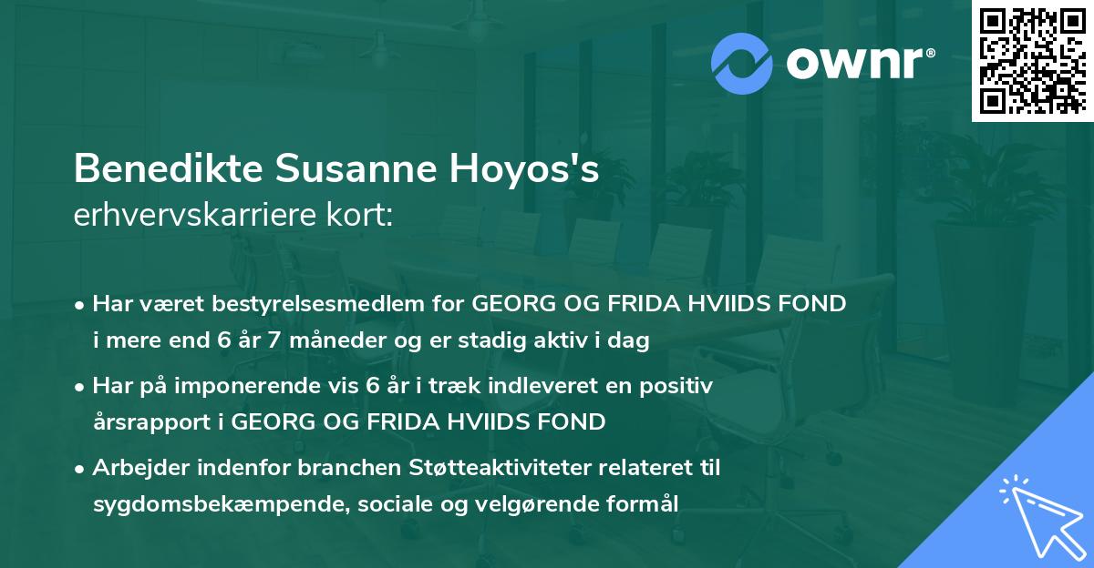 Benedikte Susanne Hoyos's erhvervskarriere kort