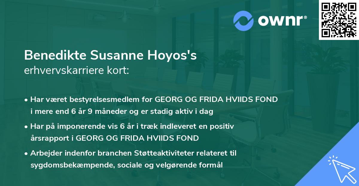 Benedikte Susanne Hoyos's erhvervskarriere kort