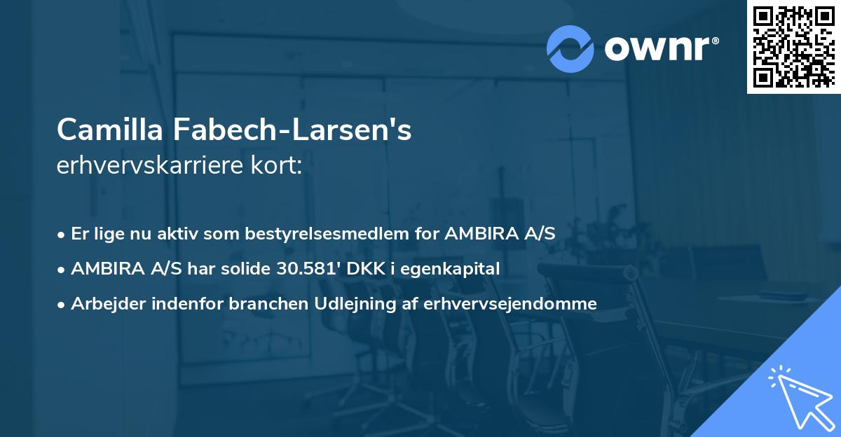 Camilla Fabech-Larsen's erhvervskarriere kort