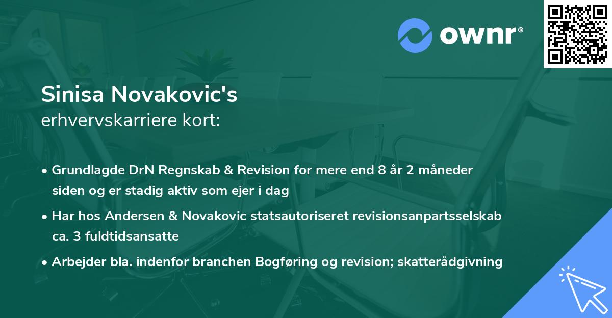 Sinisa Novakovic's erhvervskarriere kort