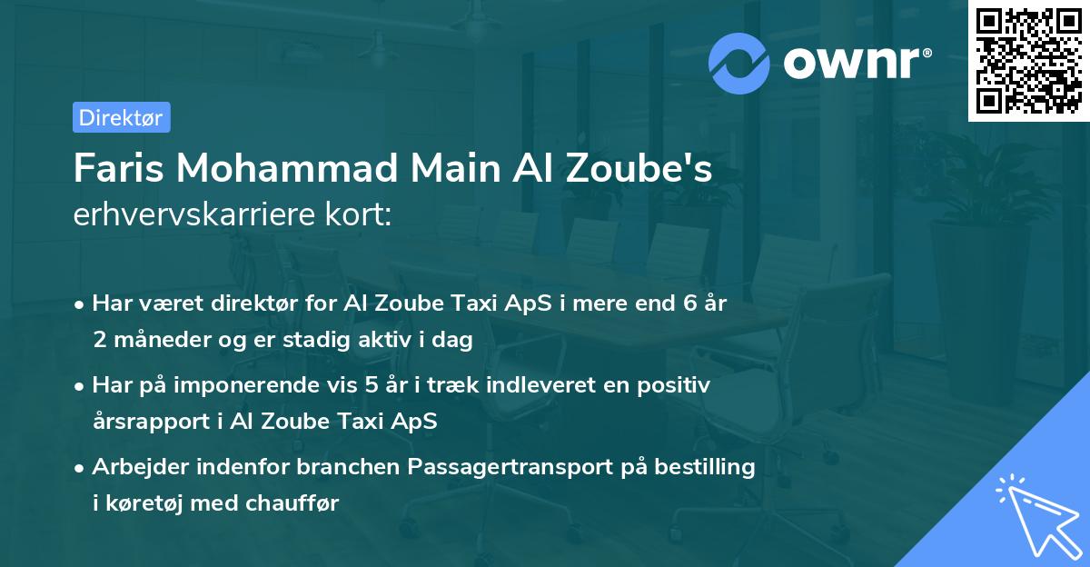 Faris Mohammad Main Al Zoube's erhvervskarriere kort