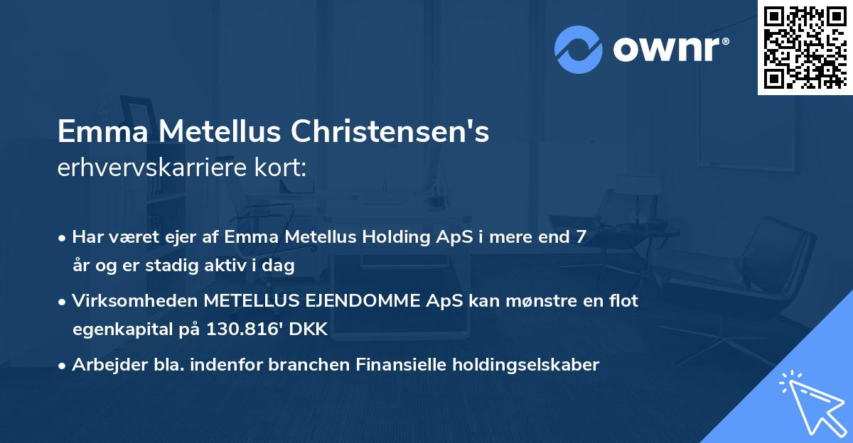 Emma Metellus Christensen's erhvervskarriere kort