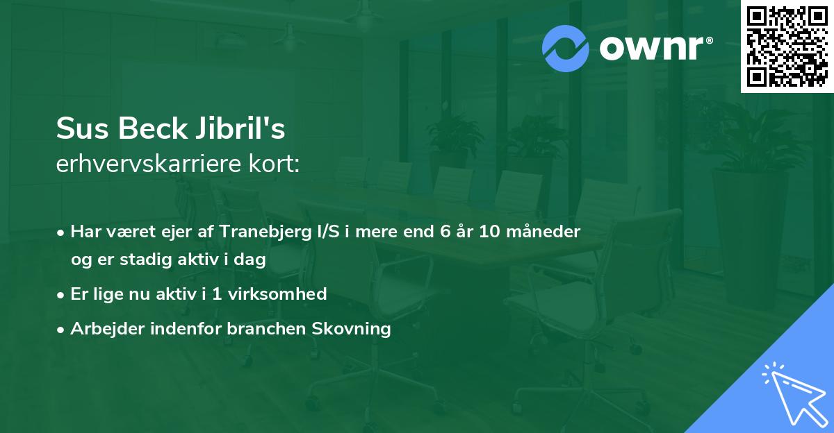 Sus Beck Jibril's erhvervskarriere kort