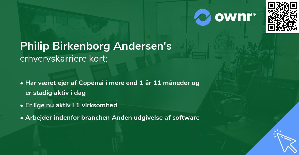Philip Birkenborg Andersen's erhvervskarriere kort