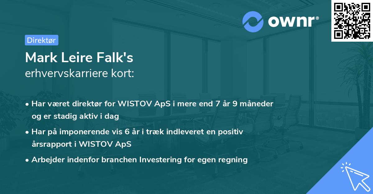 Mark Leire Falk's erhvervskarriere kort