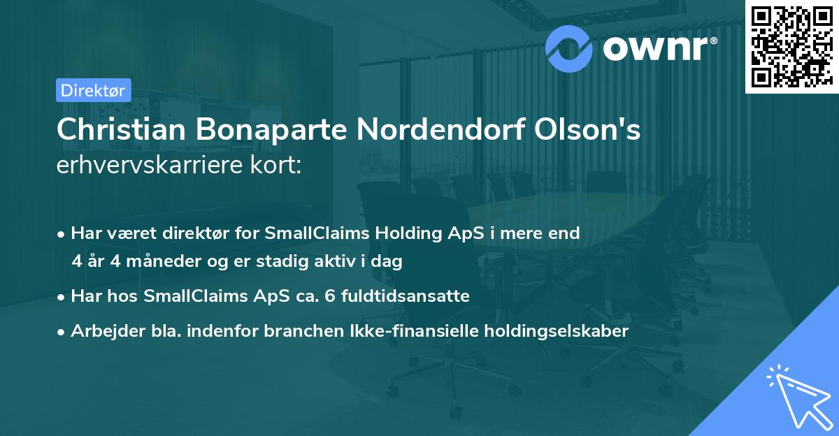 Christian Bonaparte Nordendorf Olson's erhvervskarriere kort
