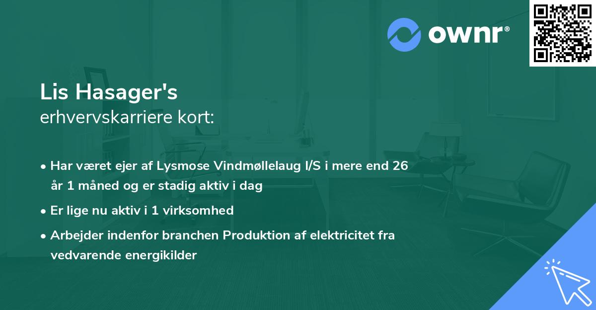 Lis Hasager's erhvervskarriere kort
