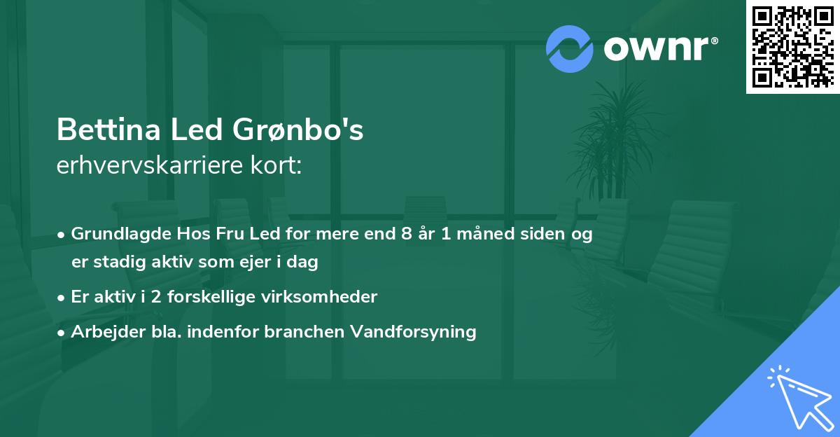 Bettina Led Grønbo's erhvervskarriere kort