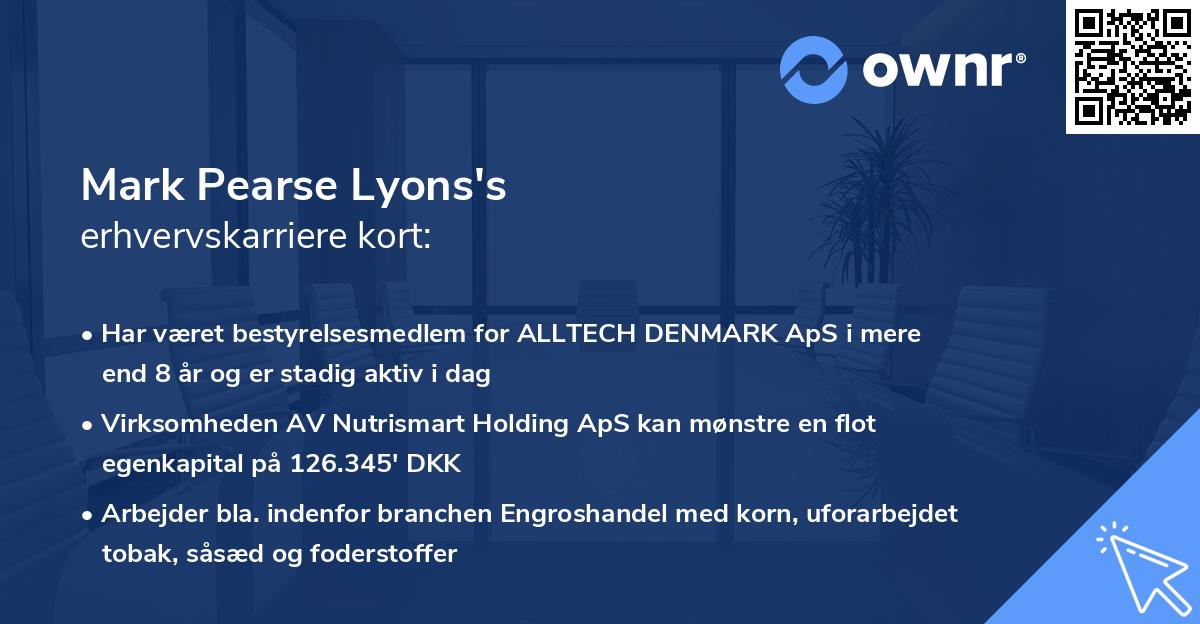 Mark Pearse Lyons's erhvervskarriere kort
