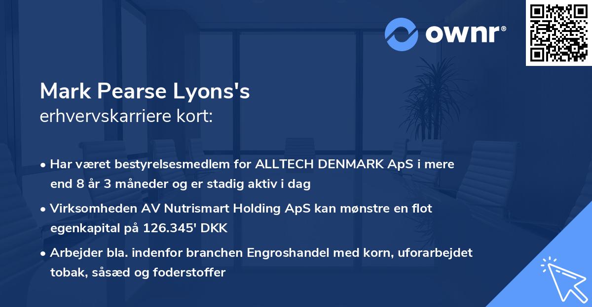 Mark Pearse Lyons's erhvervskarriere kort