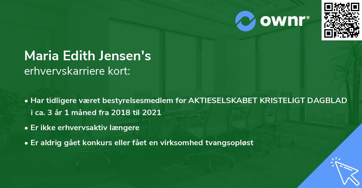 Maria Edith Jensen's erhvervskarriere kort