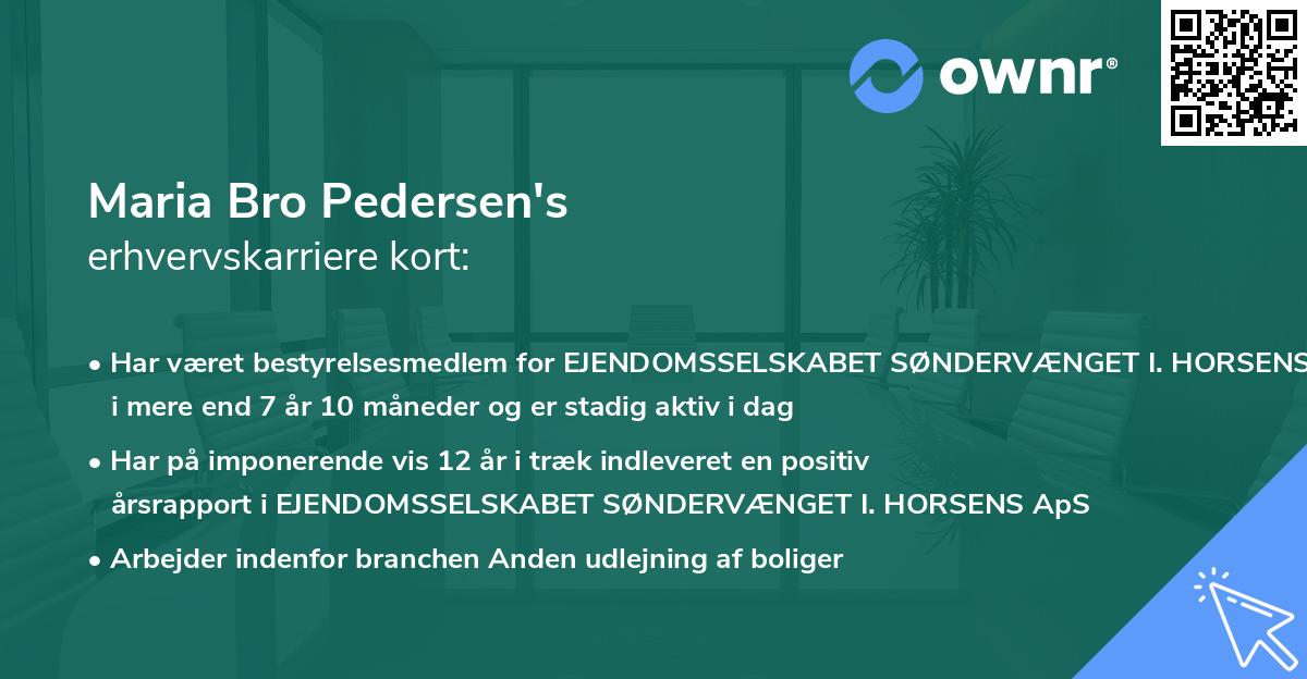 Maria Bro Pedersen's erhvervskarriere kort