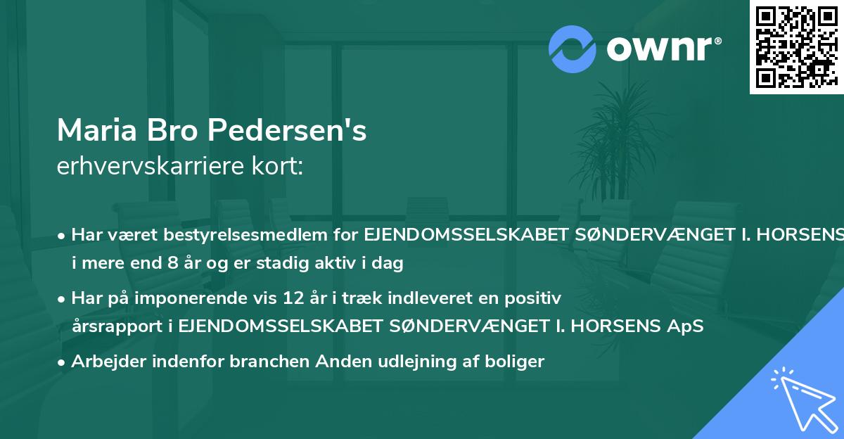 Maria Bro Pedersen's erhvervskarriere kort