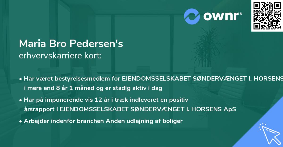Maria Bro Pedersen's erhvervskarriere kort