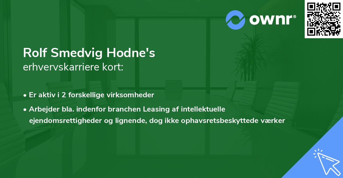 Rolf Smedvig Hodne's erhvervskarriere kort