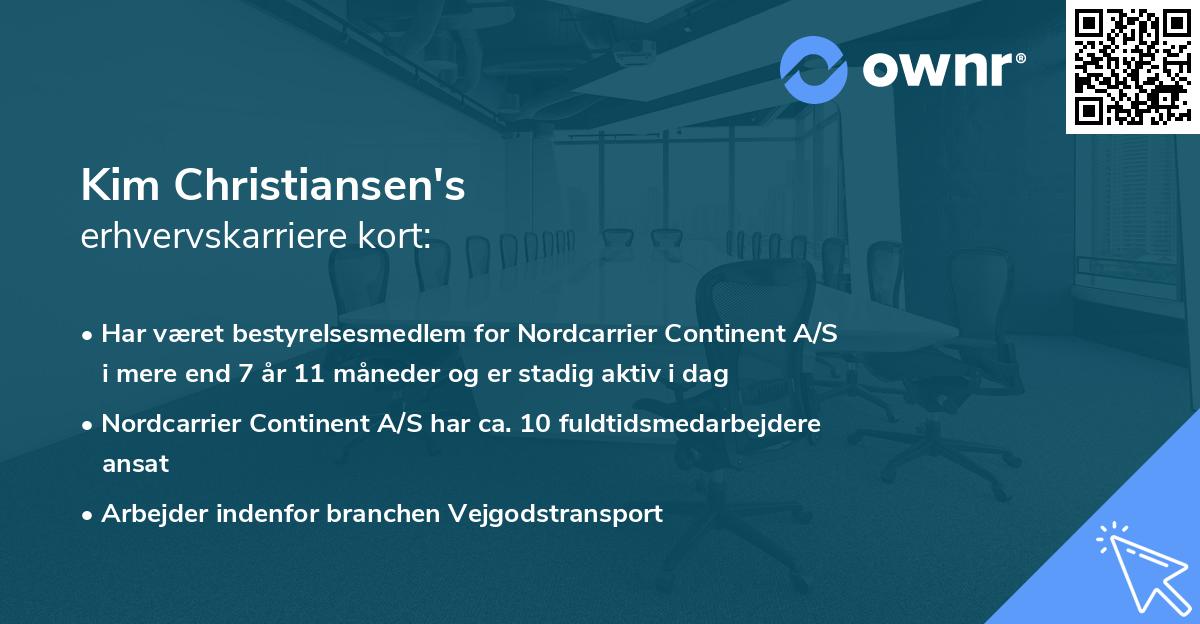 Kim Christiansen's erhvervskarriere kort