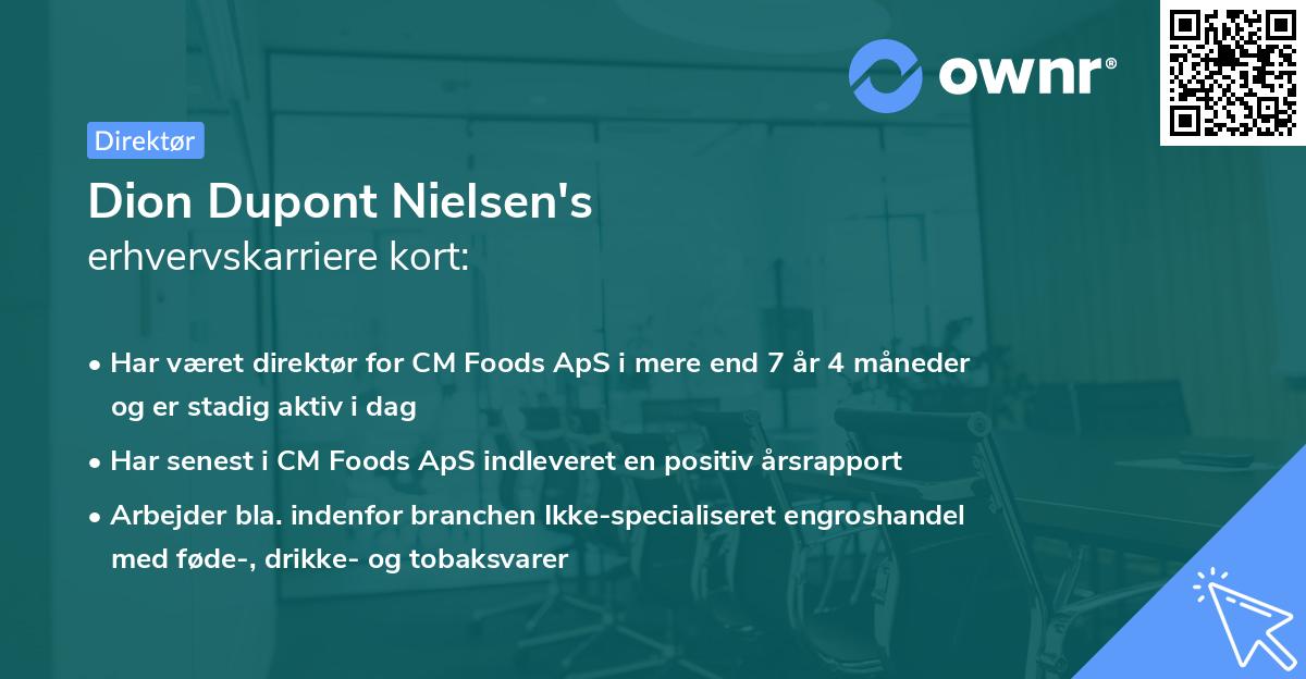 Dion Dupont Nielsen's erhvervskarriere kort