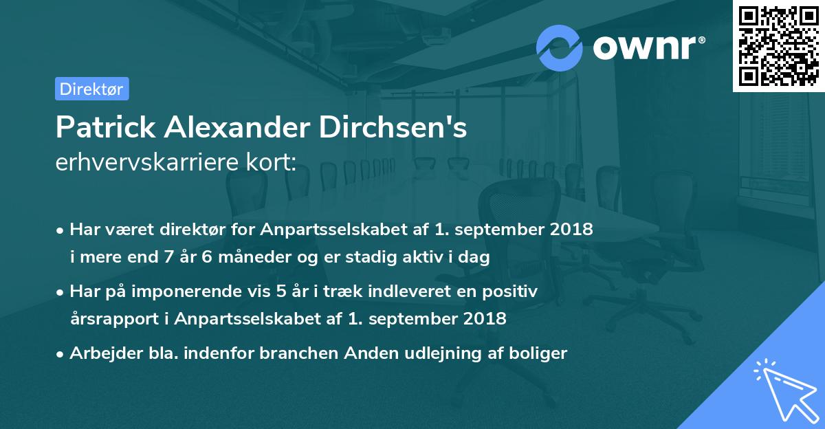 Patrick Alexander Dirchsen's erhvervskarriere kort