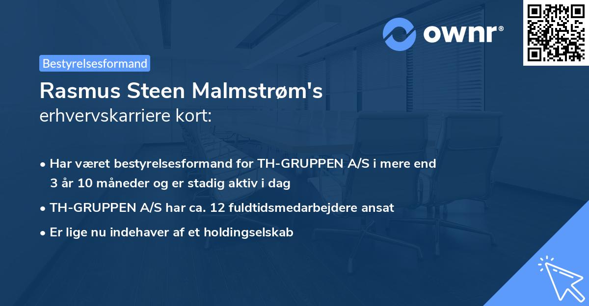 Rasmus Steen Malmstrøm's erhvervskarriere kort