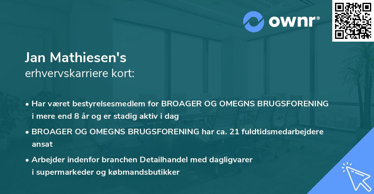 Jan Mathiesen's erhvervskarriere kort