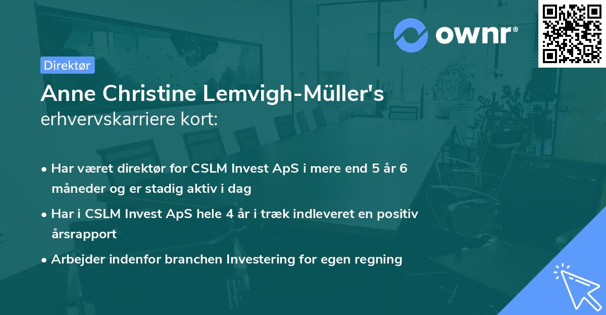 Anne Christine Lemvigh-Müller's erhvervskarriere kort