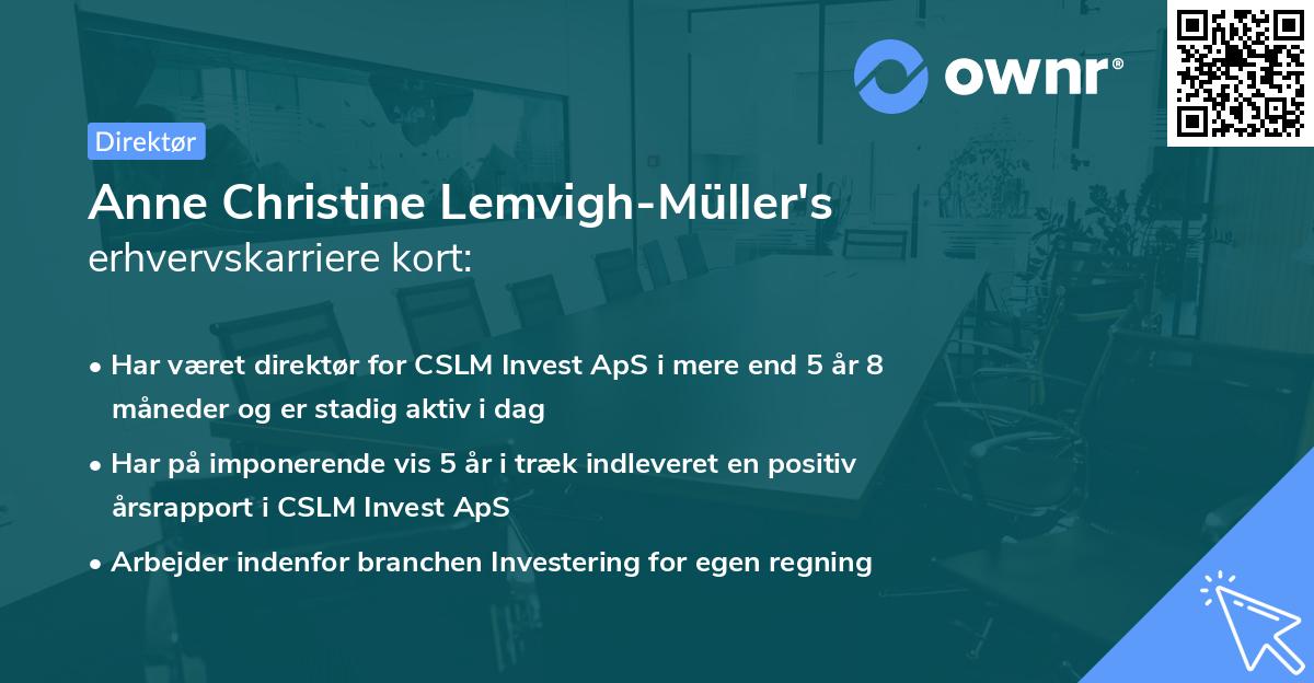 Anne Christine Lemvigh-Müller's erhvervskarriere kort