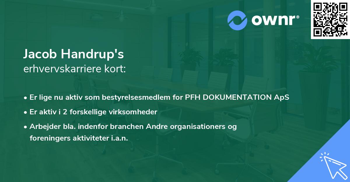 Jacob Handrup's erhvervskarriere kort