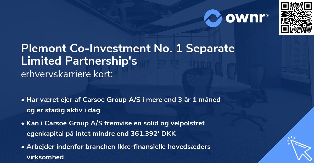 Plemont Co-Investment No. 1 Separate Limited Partnership's erhvervskarriere kort