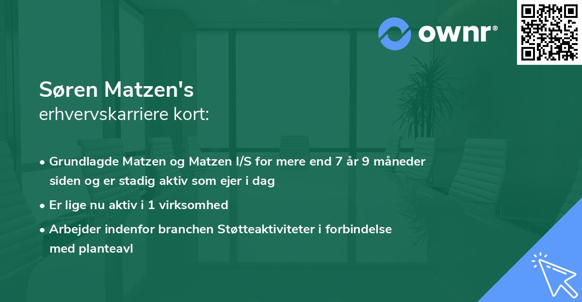 Søren Matzen's erhvervskarriere kort