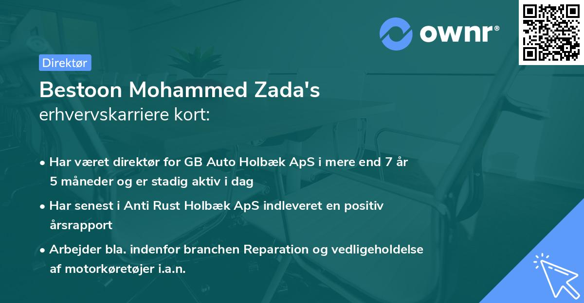 Bestoon Mohammed Zada's erhvervskarriere kort