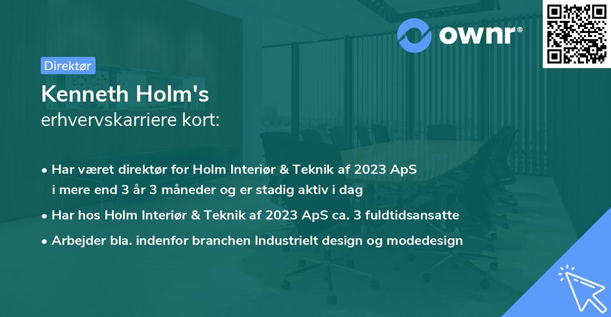Kenneth Holm's erhvervskarriere kort
