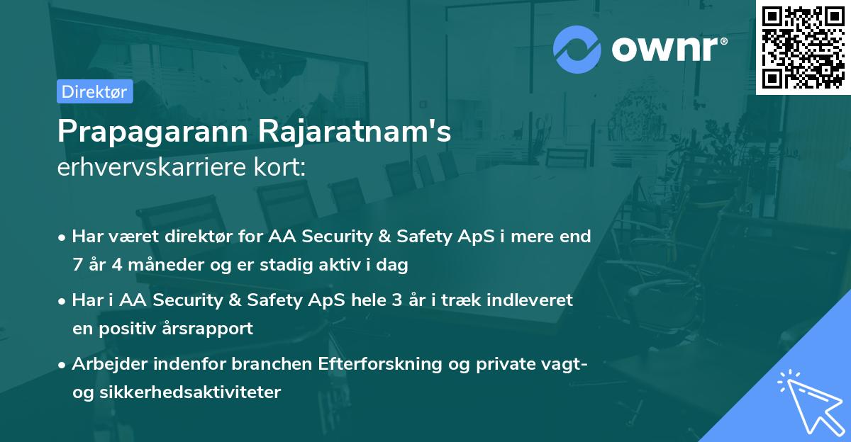 Prapagarann Rajaratnam's erhvervskarriere kort
