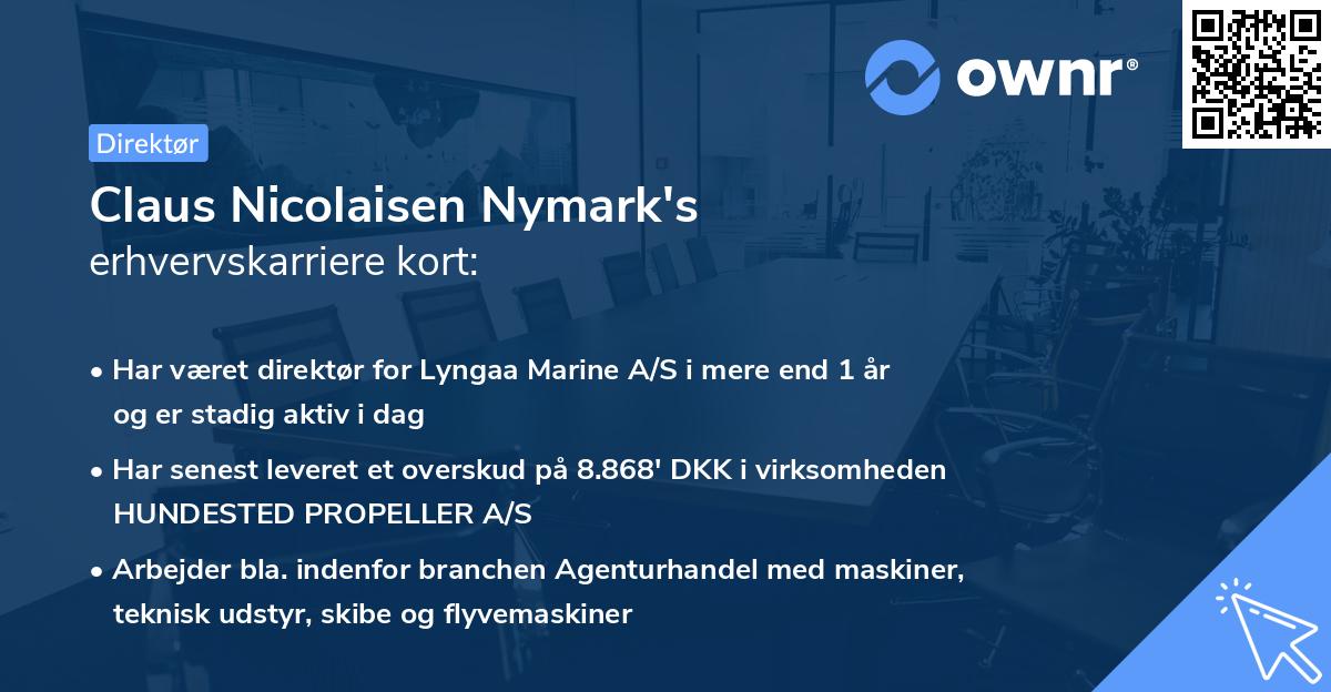 Claus Nicolaisen Nymark's erhvervskarriere kort