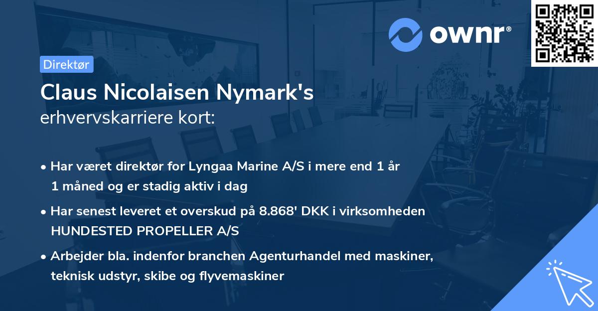 Claus Nicolaisen Nymark's erhvervskarriere kort