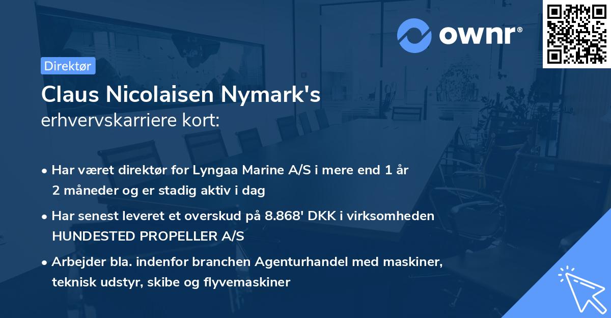 Claus Nicolaisen Nymark's erhvervskarriere kort