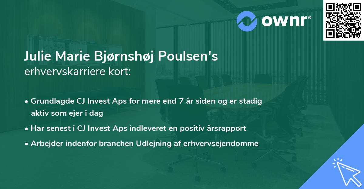 Julie Marie Bjørnshøj Poulsen's erhvervskarriere kort