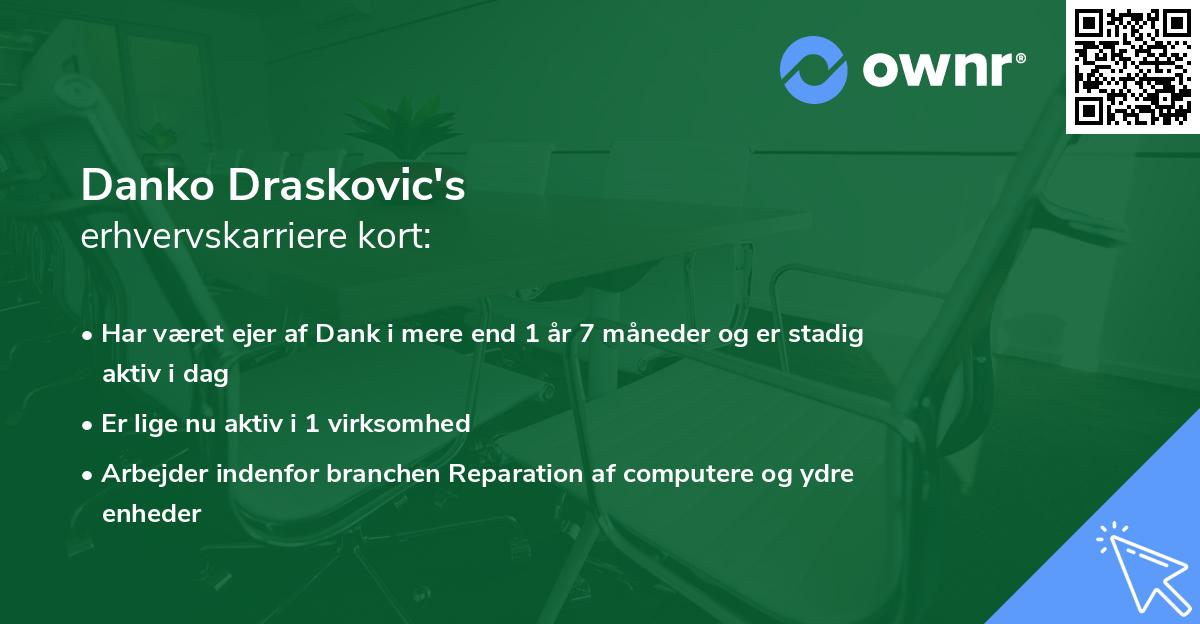 Danko Draskovic's erhvervskarriere kort