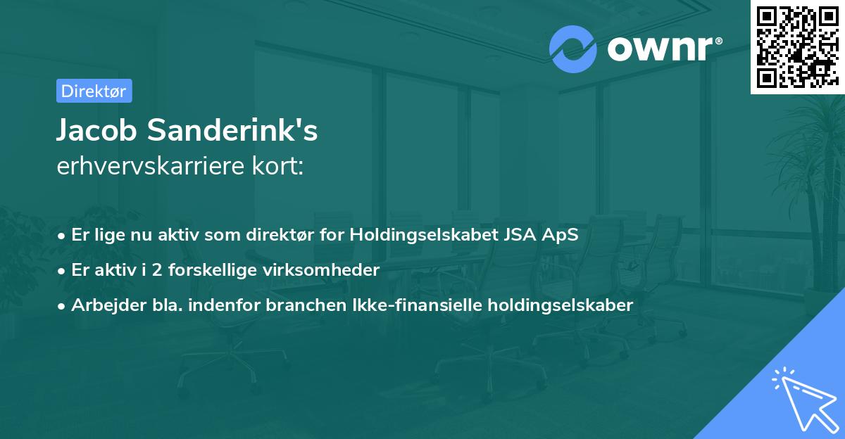Jacob Sanderink's erhvervskarriere kort
