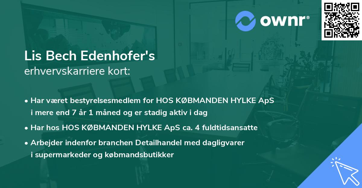 Lis Bech Edenhofer's erhvervskarriere kort
