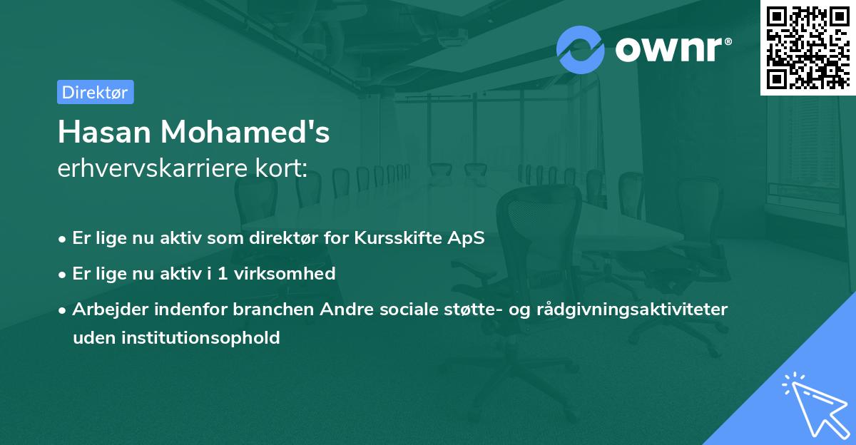 Hasan Mohamed's erhvervskarriere kort