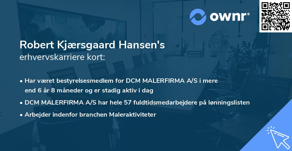 Robert Kjærsgaard Hansen's erhvervskarriere kort