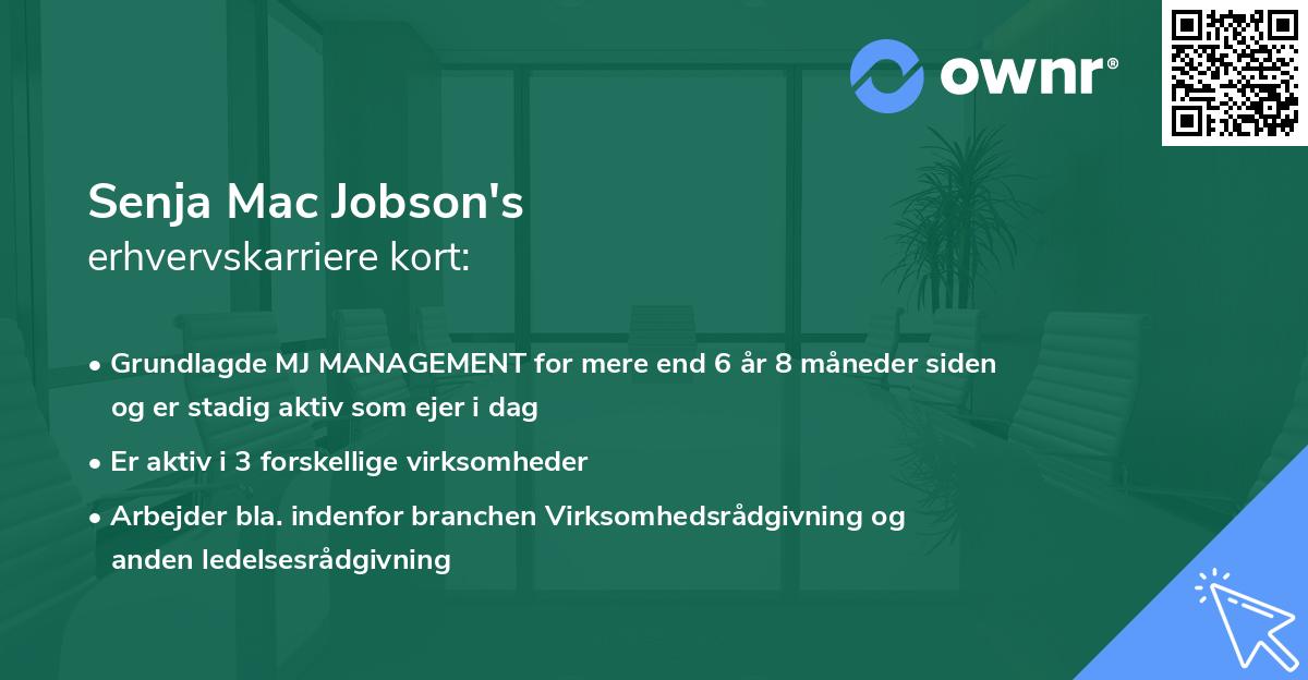 Senja Mac Jobson's erhvervskarriere kort